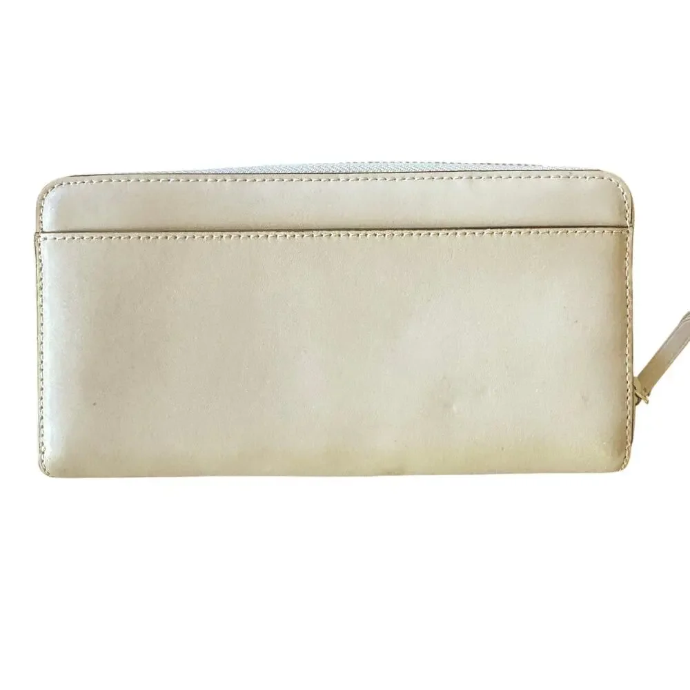 Kate Spade Zip Around pale pink Wallet Continental Card Holder Pocket‎ gold logo